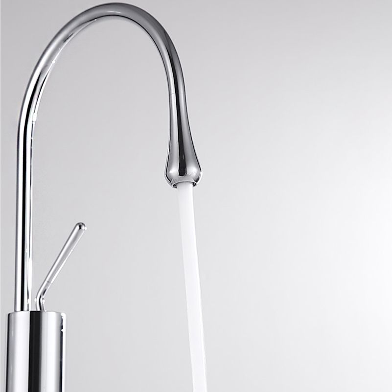 Gooseneck Lever Handles Sink Faucet Modern Circular Brass Bathroom Sink Faucet
