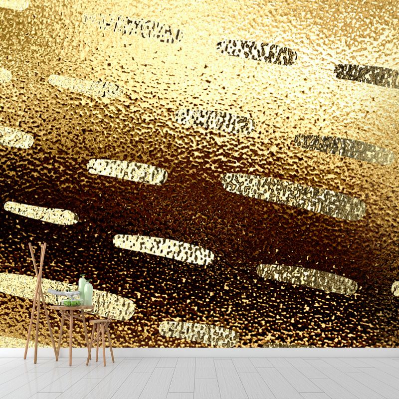 Striped Foil Wallpaper Mural Gold Modernist Wall Decor for Bedroom, Custom Printed
