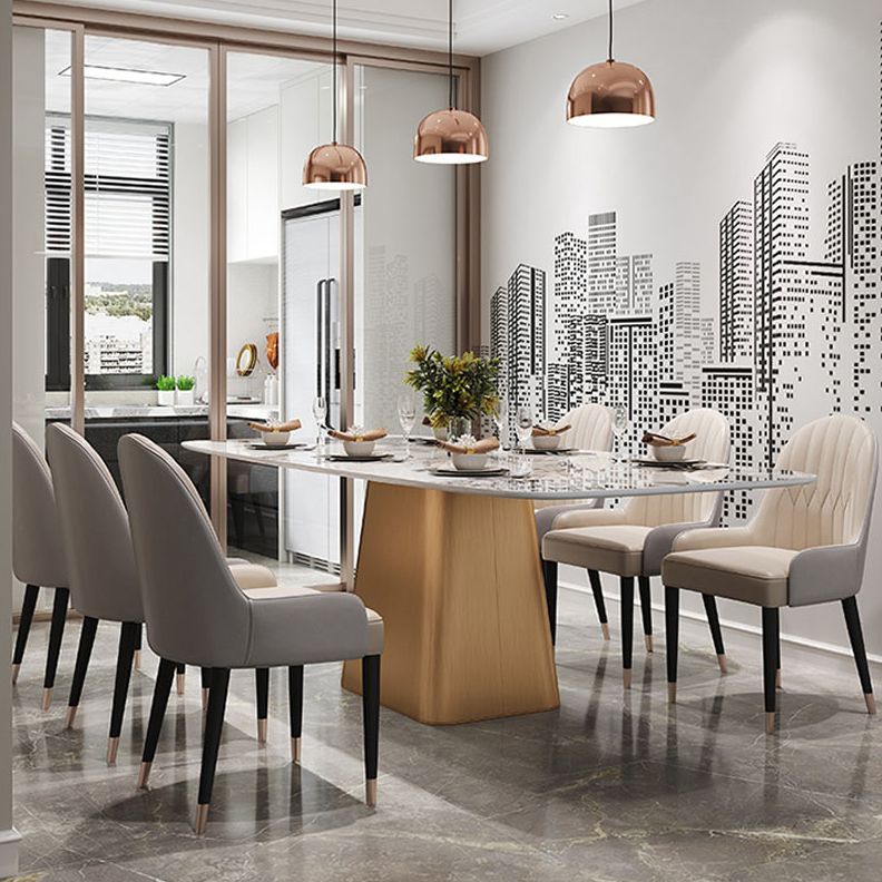 Contemporary Style 1/3/4/7 Pieces Dining Set Rectangular Sintered Stone Dining Table Set