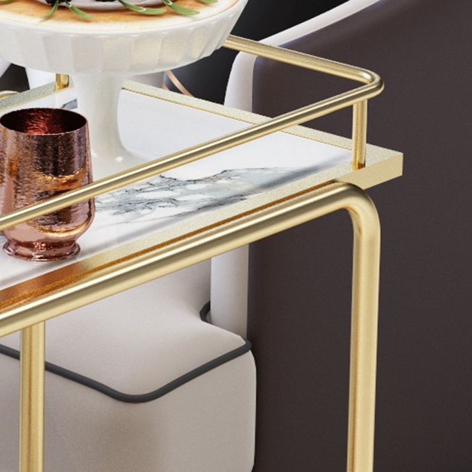 Modern 33.86"H Rolling Prep Table Rectangular Metal Prep Table for Home Use