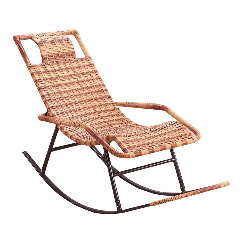 Rattan Rocking Chair Plain Water Resistant Woven Rope Modern Rocking Chair