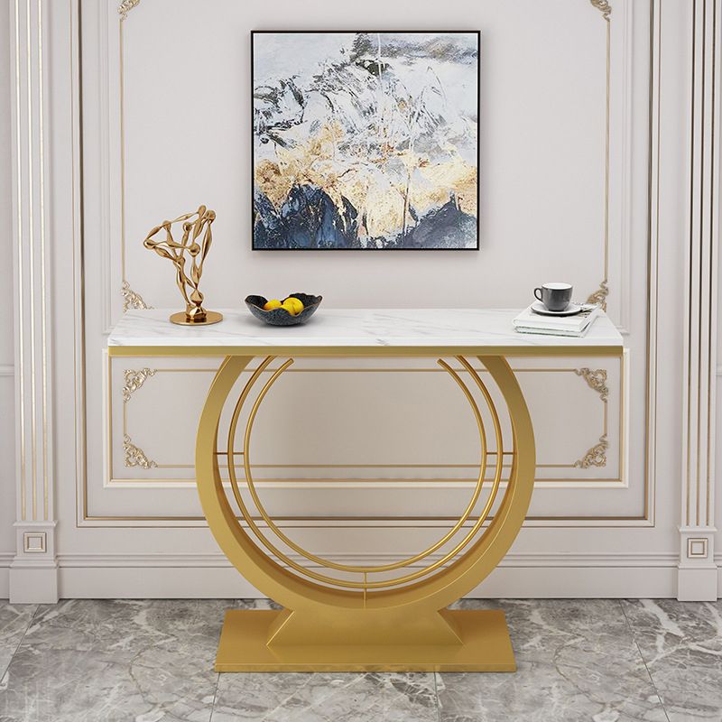 31.5" Tall Stone Accent Table Stain Resistant Console Table with 1 Shelf