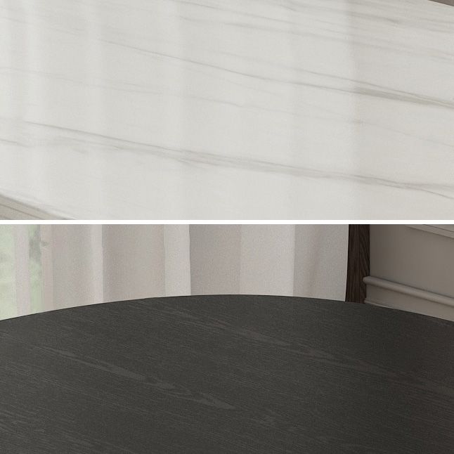 Moderne stijl ovale eettafel dubbele voetstuk eettafel met zwarte poten