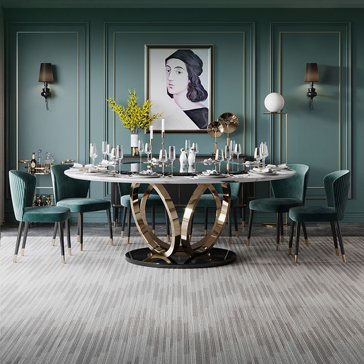 Ronde marmeren eettafel traditionele luxe eetkamercollectie met voetstukbasis