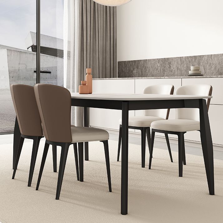 Industrial Rectangle Dinette Table Tripod Base Dining Table with White Stone Top