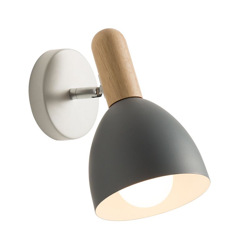 Single Modern Black/White/Grey Wall Mounted Sconce Wooden Shaded Wall Light