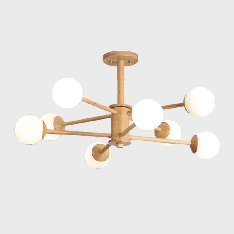 Lampadino moderno a sospensione in legno di legno di semplicità con tonalità di vetro bianco