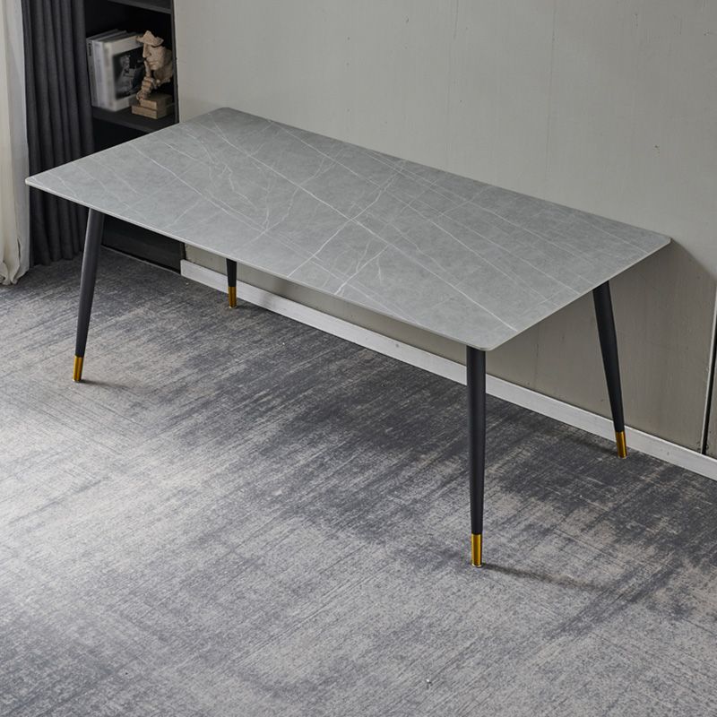 Rechthoek traditionele luxe tafel gesinterde stenen tafel met 4 zwarte poten
