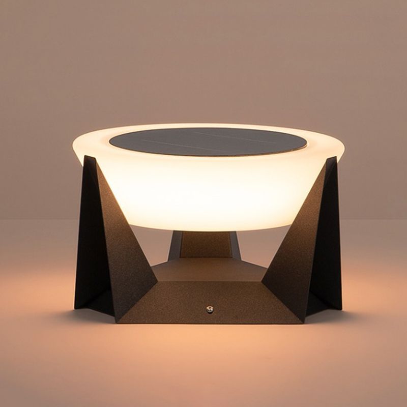 Round Contemporary Waterproof Pillar Light in Black for Courtyard