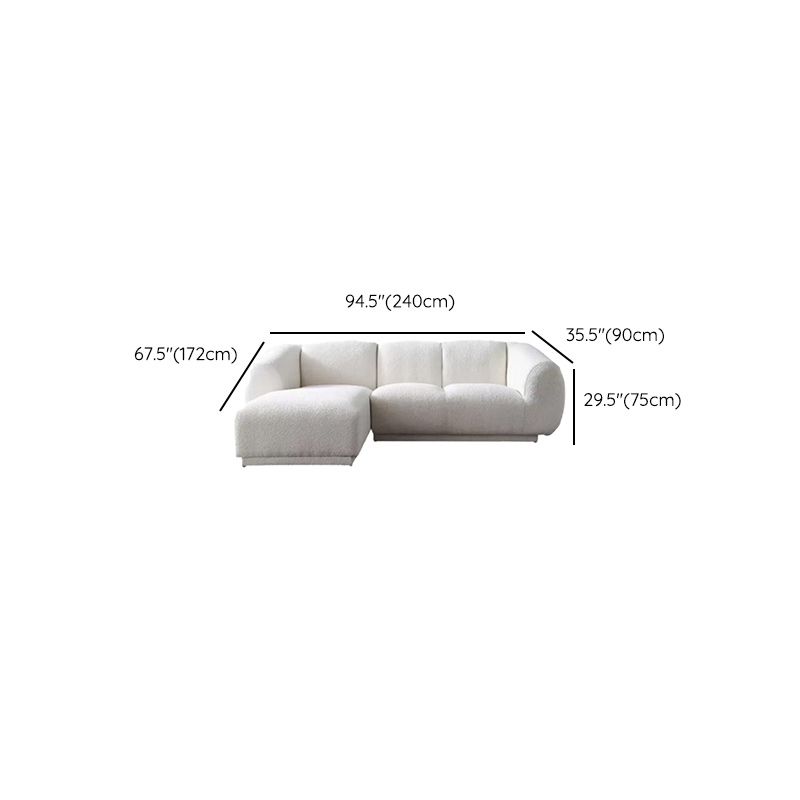 Minimalist Wool Sofa with Chaise in White 29.1" H Fabric Sofa