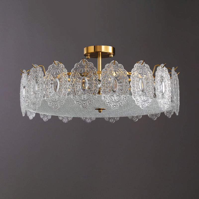 Modern Ceiling Lamp Household Flush Mount Light Fixture with Glass Shade for Bedroom
