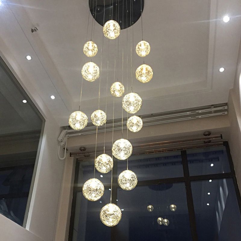 Lampe lampade a sospensione rotonda moderna semplice ciondolo a soffitto in vetro per le scale