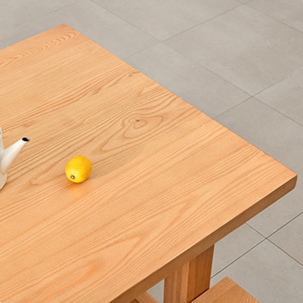 Modern Rectangular Table and Bench Set 1/2/3/5/9 Pieces Solid Wood Dining Sets