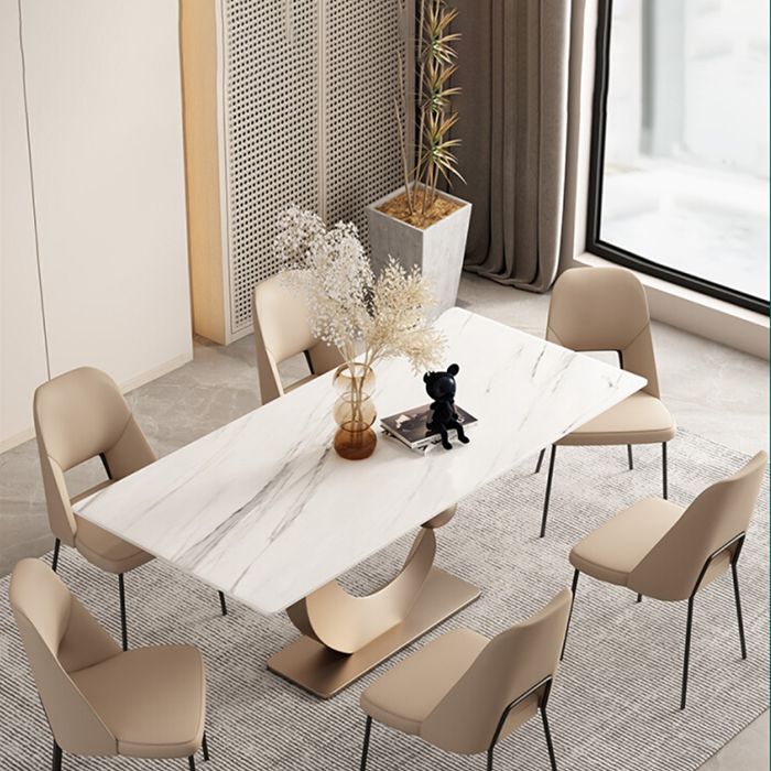 Nordic Sintered Stone Top Dining Set Rectangle 1/3/4/5/6/7 Pieces Dining Room Table Set