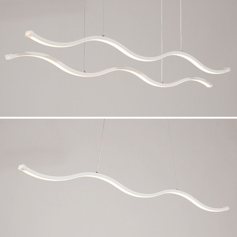 Minimalismo moderno White Linear Isola Luce a sospensione LED Isola Metal Isola Luce per tavolo da pranzo