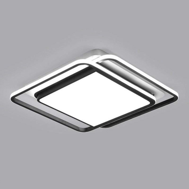 Acrylique Rhombus Flush Light Style Moderne Noir et Blanc Voyant d'ébullition Fixation du plafond