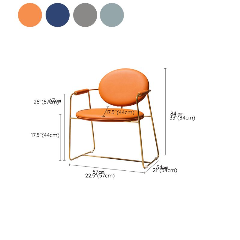 Glam Arm Chair Leather Open Back Dining Chair for Dining Room