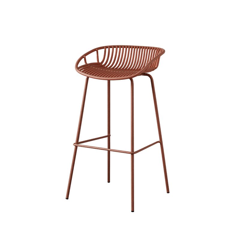 Contemporary Armed Contoured Seat PP Plastic Stool with Metal Base
