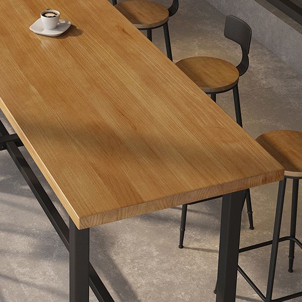 Rectangle Wood Top Counter Table Industrial Style Bar Table for Restaurant