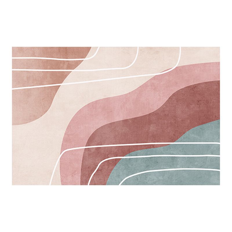 Pink Modern Rug Polyester Color Piece Area Rug Washable Rug for Drawing Room