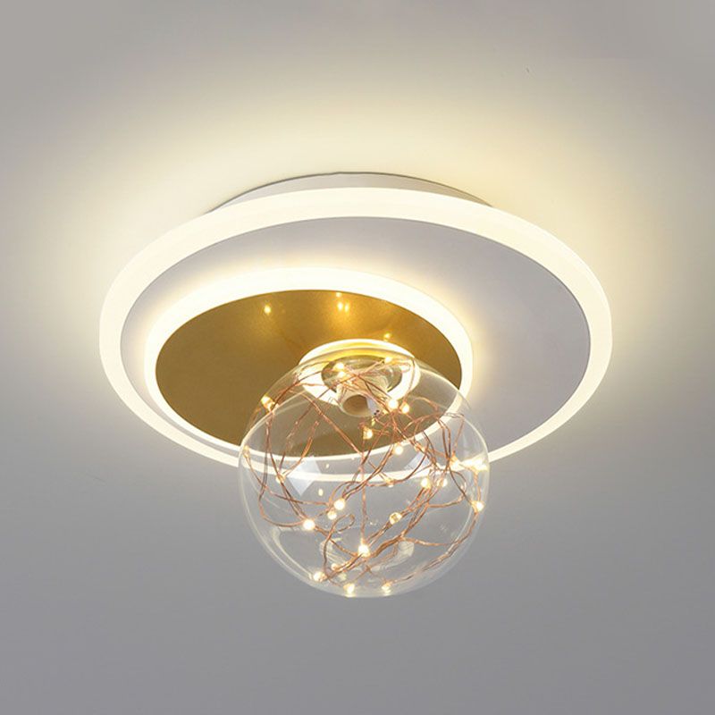 3-Lights Geometric Shade Flush Mount Modern Flush Mount Ceiling Lighting Fixture in Gold