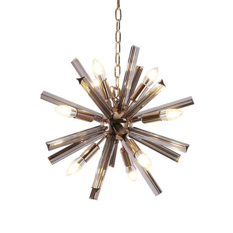 Modernism Starburst Chandelier Pendant Light Crystal 9/16 Lights Hanging Ceiling Light in Grey