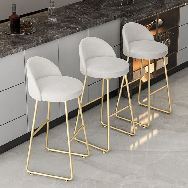Modern Backrest Armless Counter Stool Iron Hight Stool with Velvet Cushion