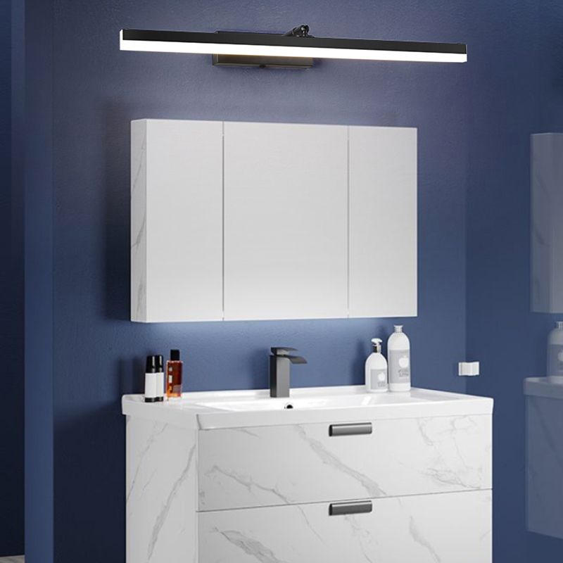Metal Straight Wall Lamp Nordic Style Black LED Mirror Light for Bathroom