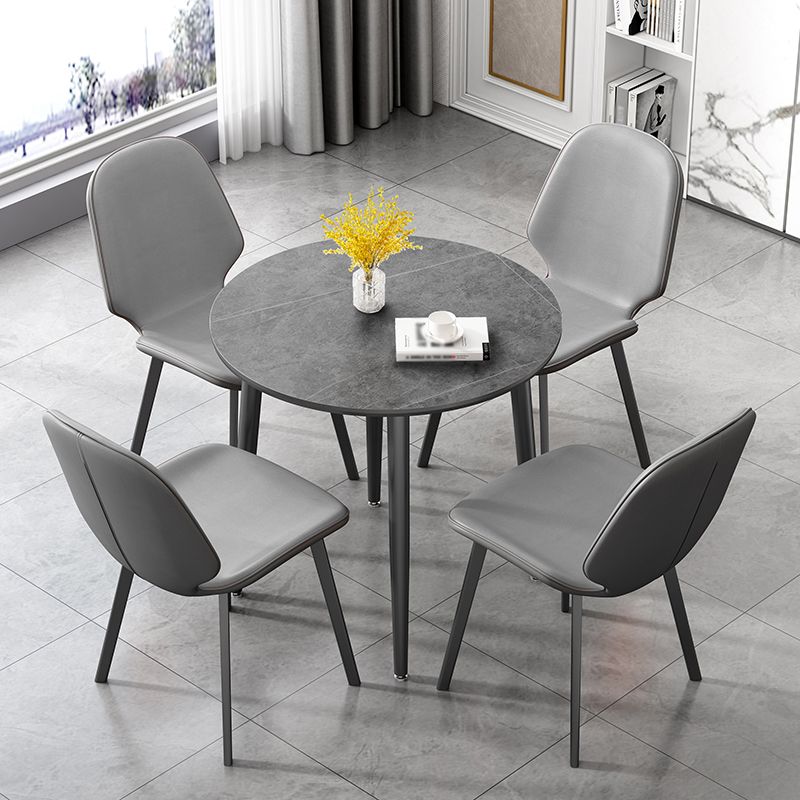 Modern Sintered Stone Dinner Table 4 Legs 31.2" Dining Table with Black Frame