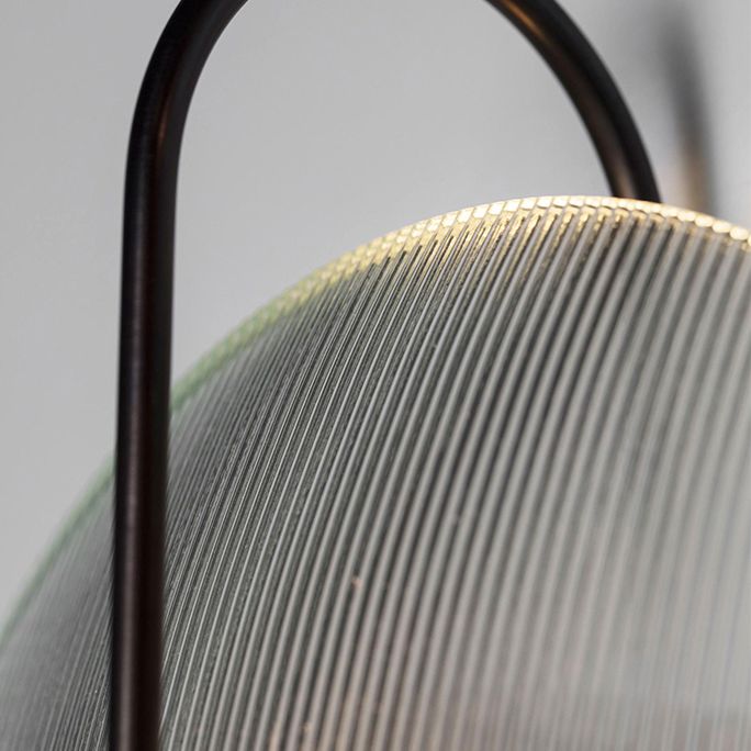 1-Light Round Wall Sconce Modern Simple Style Glass Wall Lighting in Black and Gold