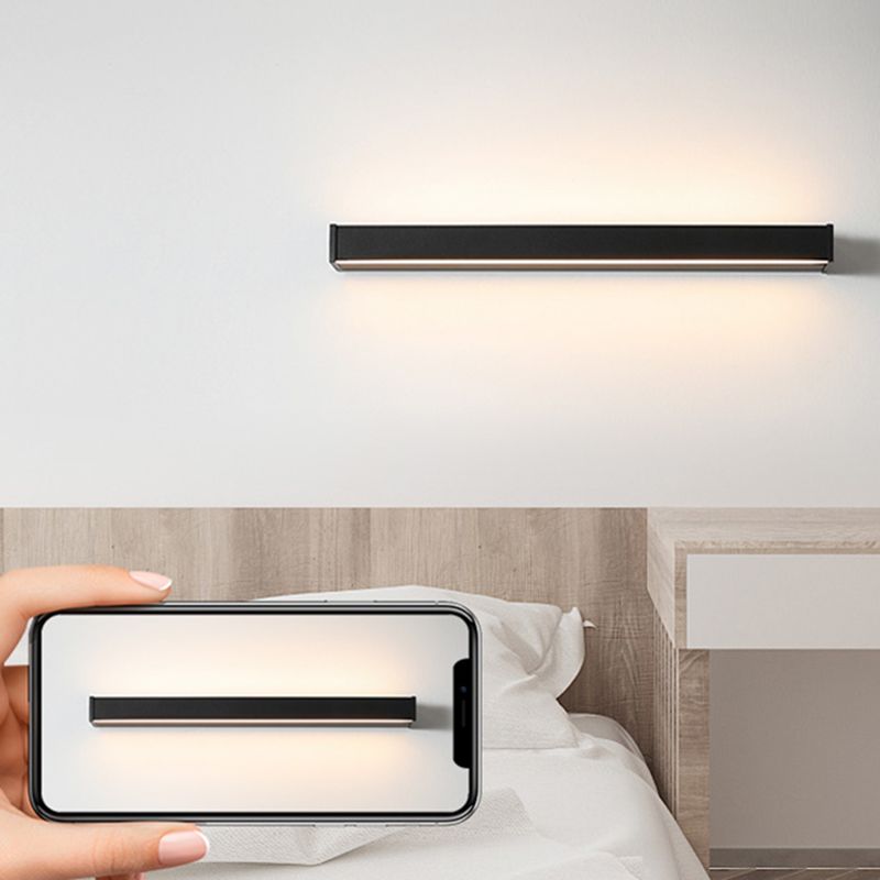 1-Light Linear Wall Mount Light Modern Style Metal Wall Mount Lighting in Black