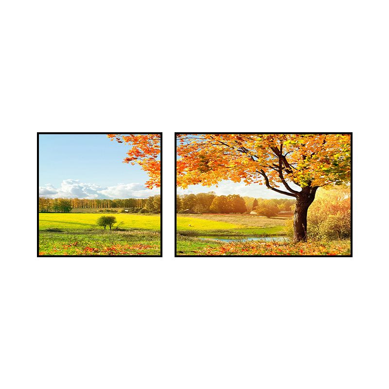 Magnifique impression d'art de paysage pastoral, décoration murale de paysage naturel de chambre à coucher en couleurs vives