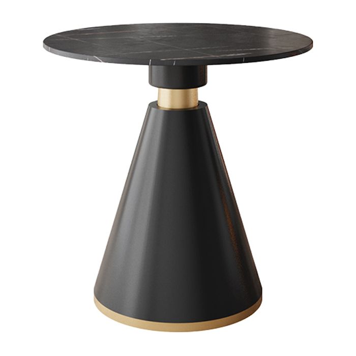 Metal Modern Round Indoor Table Sintered Stone Top Table with Black Pedestal Base