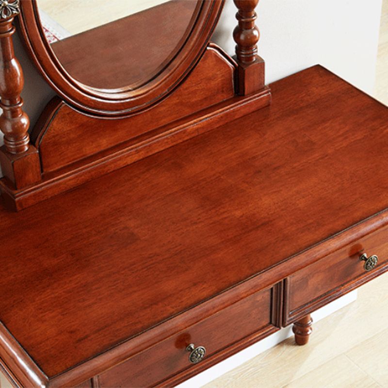 Traditional Wooden Makeup Vanity Desk Table in Brown and White for Bedroom