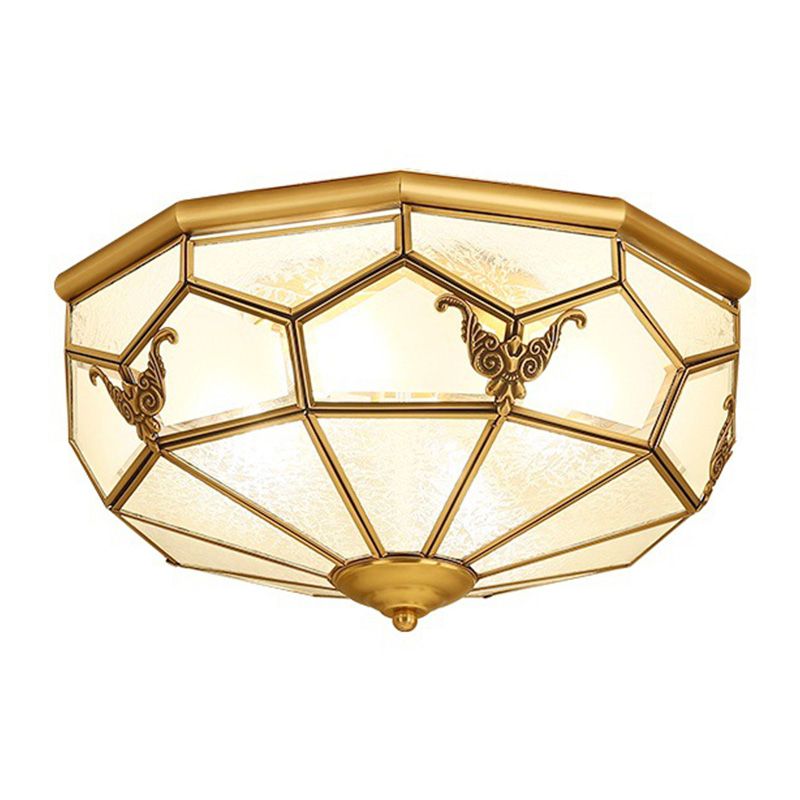Lámpara de techo empotrada tradicional para sala de estar, iluminación empotrada de cristal para escuela, color dorado