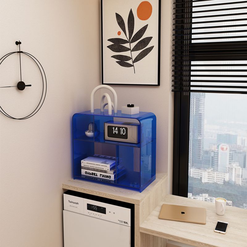 21.7" Tall Sofa Side Accent Table Modern Clear Acrylic End Table with Storage