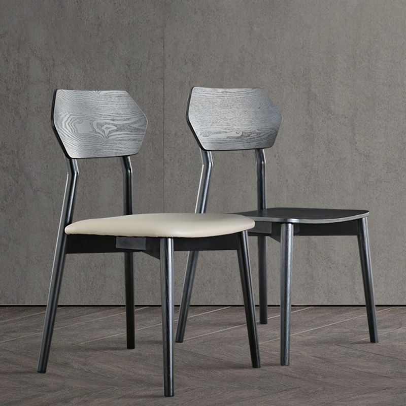 Open Back Side Chair Industrial Black Armless Dining Chairs for Home