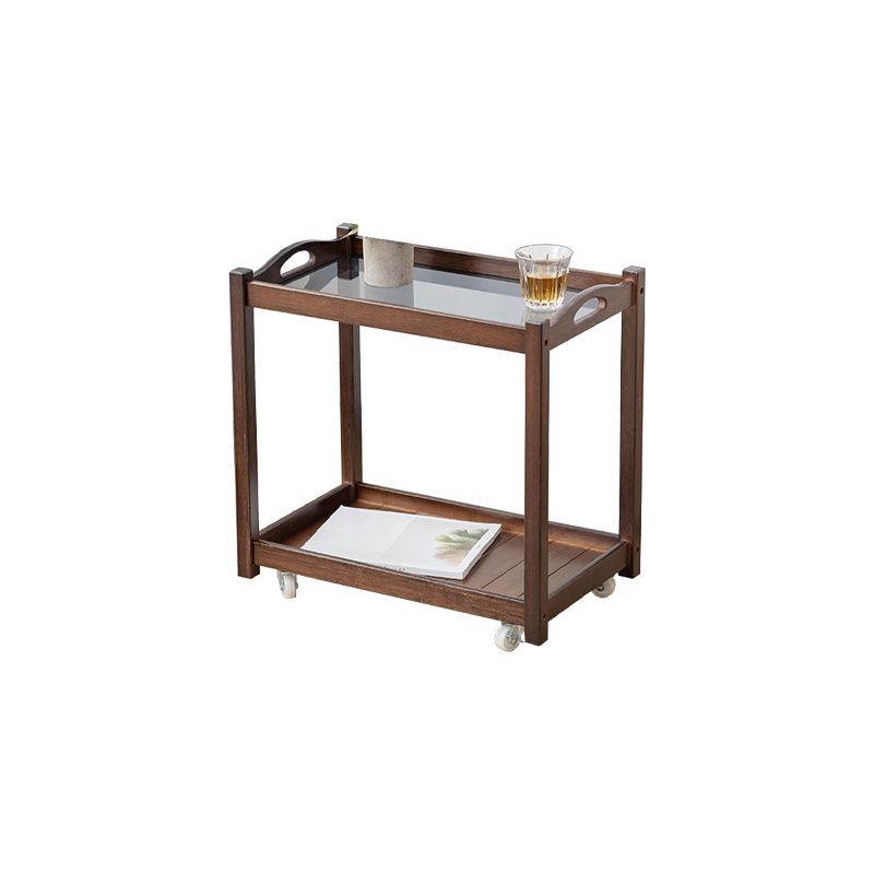 Contemporary Solid Wood with Shelf Rectangular Double Tier Side Table