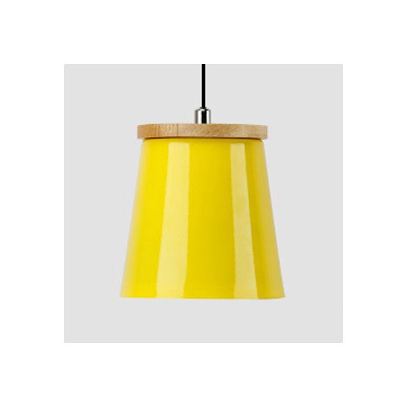 Metallic Bucket Shape Suspension Light Kitchen Dining Room One Light Modern Pendant Light