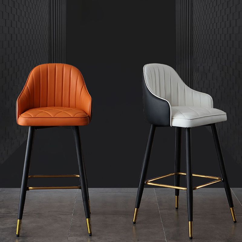 Glam Bar Stool Upholstered Backrest Counter Stool for Hone Use