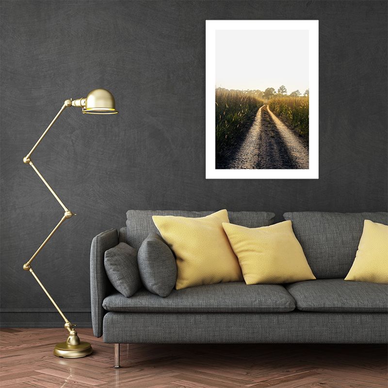 Soft Color Road Landscape Painting Textured Art Print for Bedroom, Multiple Sizes