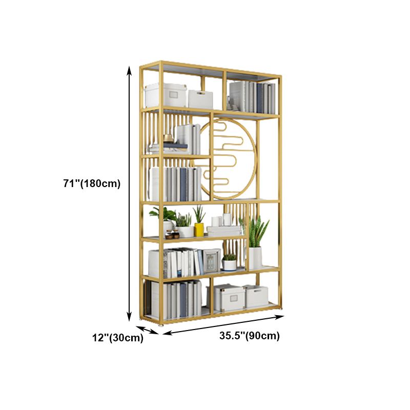 Modern Living Room Etagere Bookshelf Iron Frame Manufactured Wood Shelf Bookcase
