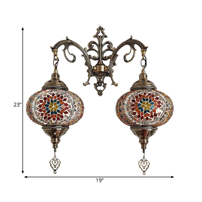 Turkse bol SCONCE LIMMUTE 2 BLIMBEN Handgebroken glazen wandmontage verlichting in wit/rood/roze