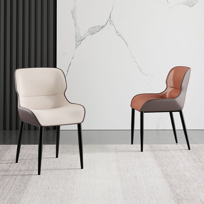 Arm Wingback Parsons Chair Industrial Style Faux Leather Dining Chairs