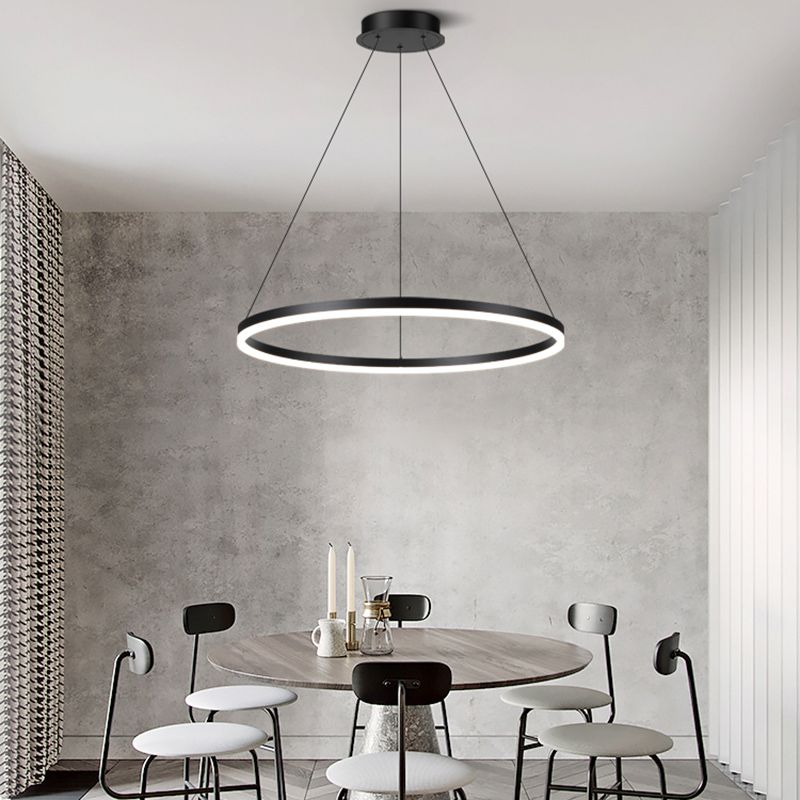 Dining Room One Head Pendant Light Black Metal LED Simple Ceiling Pendant Lamp