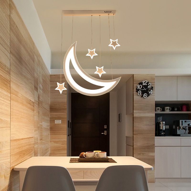Luz de techo de luna y estrellas LED acrílico moderno 5/9 luces de comedor de comedor colgante sobre mesa con luz cálida/blanca