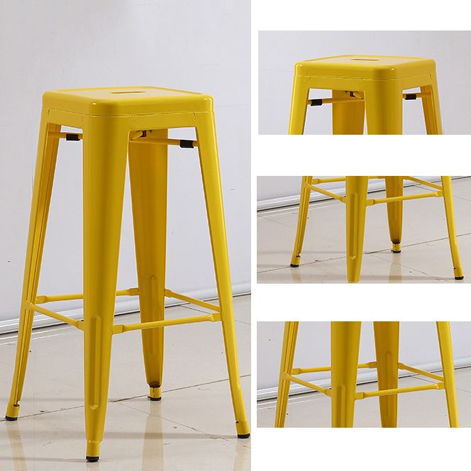 Modern Armless Backless Counter Stool Iron Cashier Bar Stool with Seat and Pedal