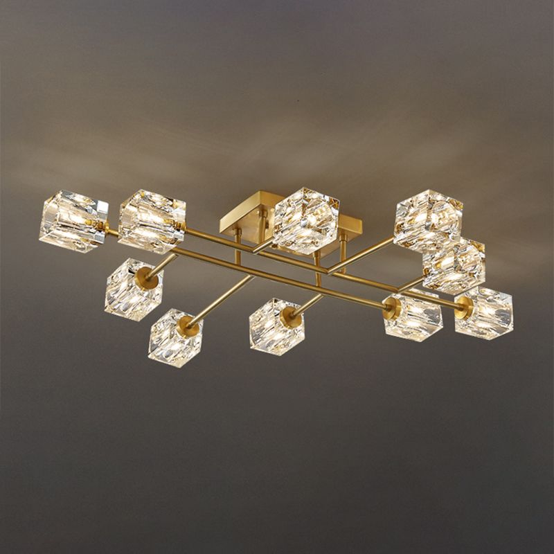 Lámpara de montaje de color de cristal de Flush de cristal moderno en oro para sala de estar