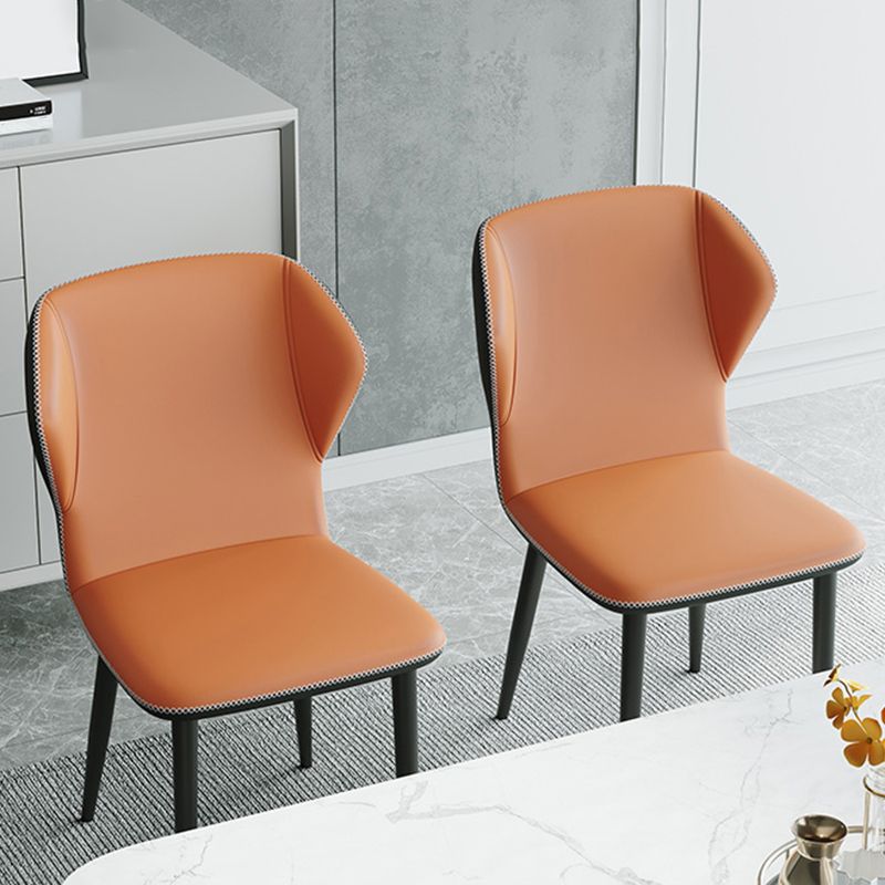 Contemporary Kitchen Armless Chairs Wingback Side Side Chair with Metal Legs