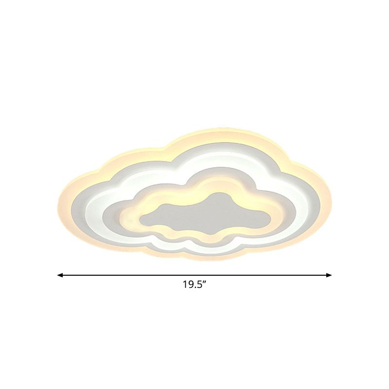 Cartoon Cloud Flush Deckenleuchte Acryl Kinderzimmer LED Unterputzbeleuchtung in warmem/weißem Licht, 19,5"/23,5"/31" Breite